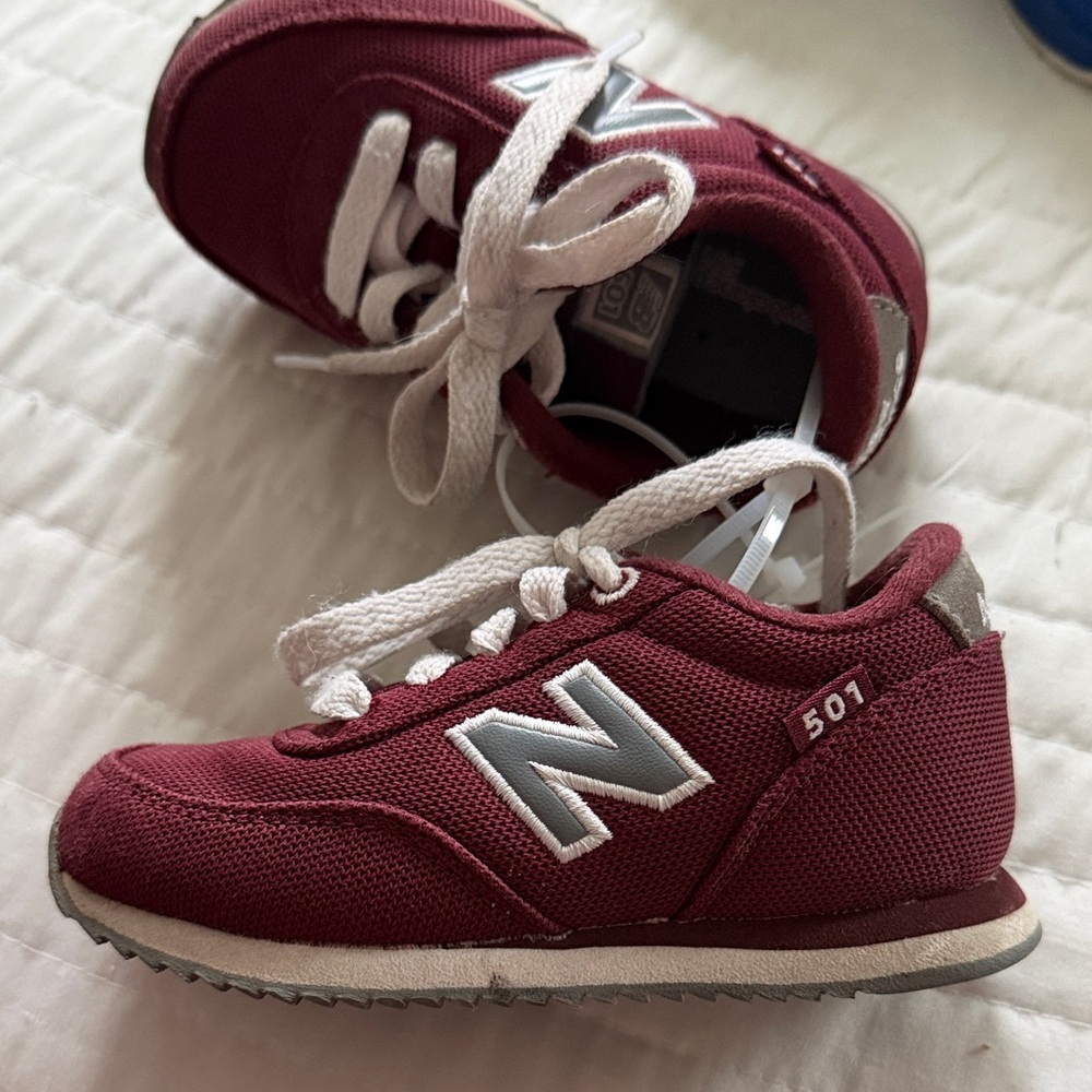 New Balance Kids' Maroon Sneakers with Gray Accents
